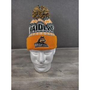 Legacy Wright State Raiders Adult Toboggan With Pom EUC NCAA  Green Black Yellow